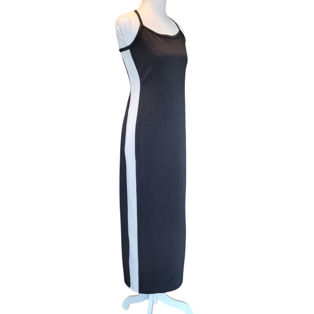 Vintage All That Jazz Black Midi Dress With White Side Stripe